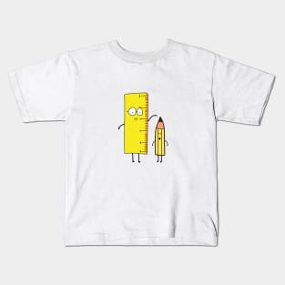 funny cute ruler measures a pencil Kids T-Shirt